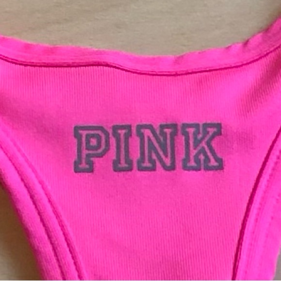 Victoria Secret Crop Tank Top Pink Cut Out Workout Stretch Women’s Medium - Picture 7 of 9